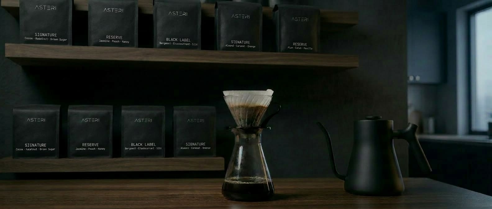 Sequential process from green coffee selection to numbered release