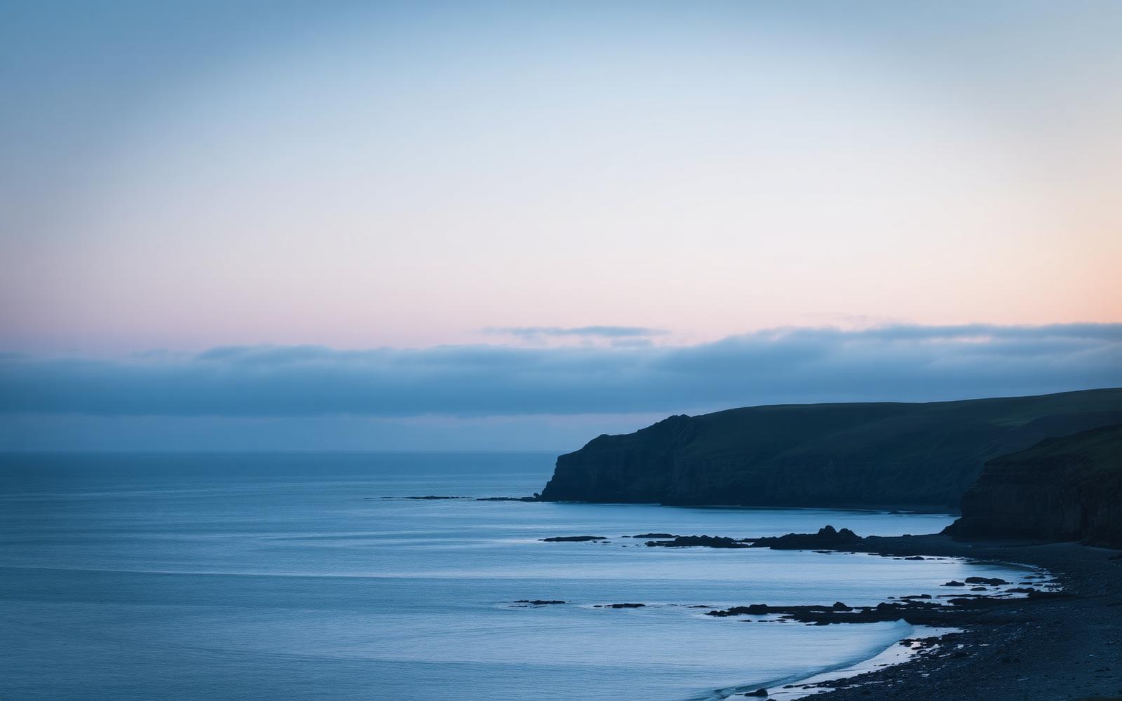 South Coast of England at dusk